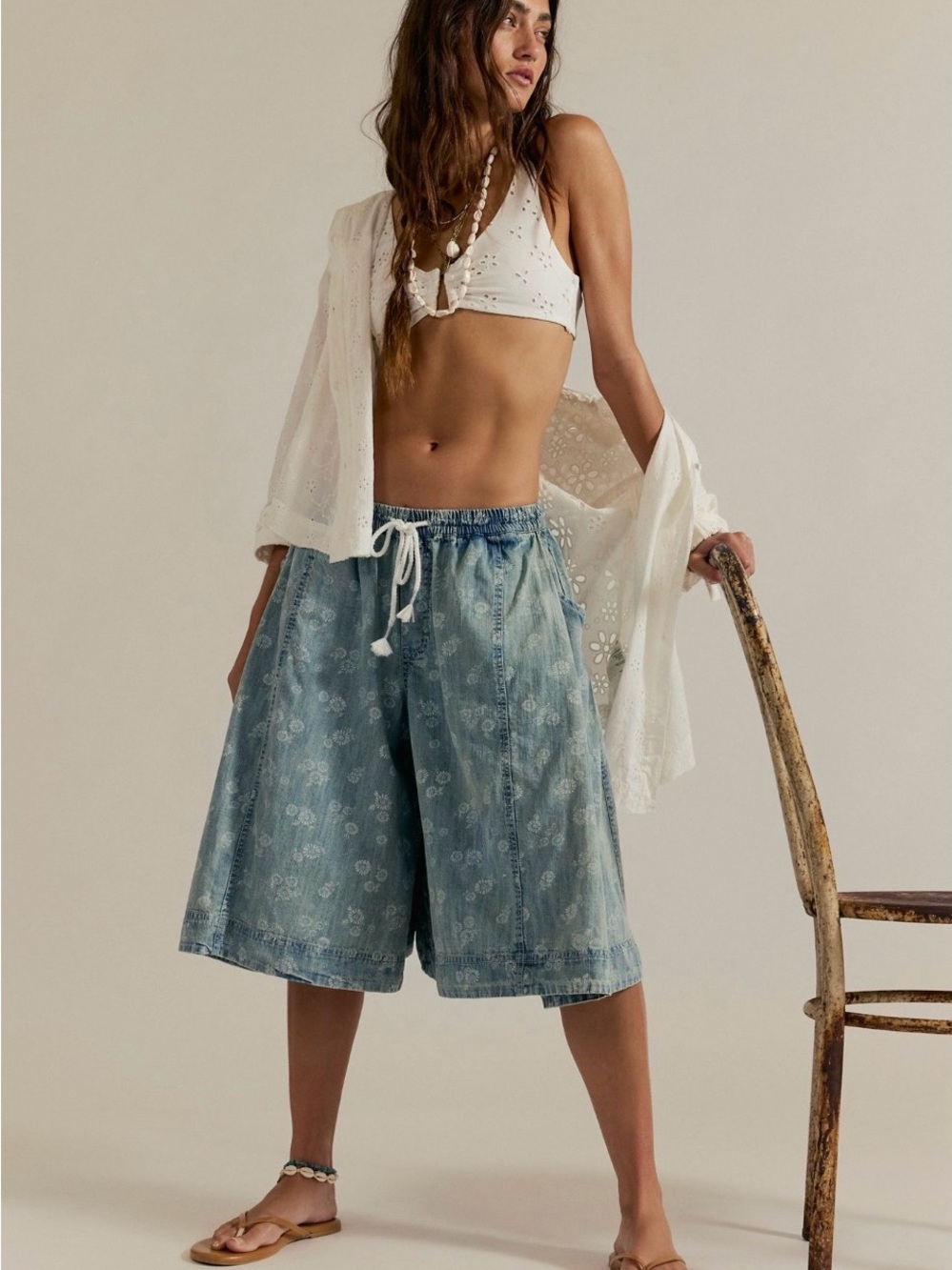 We The Free Distant Lover Printed Culottes